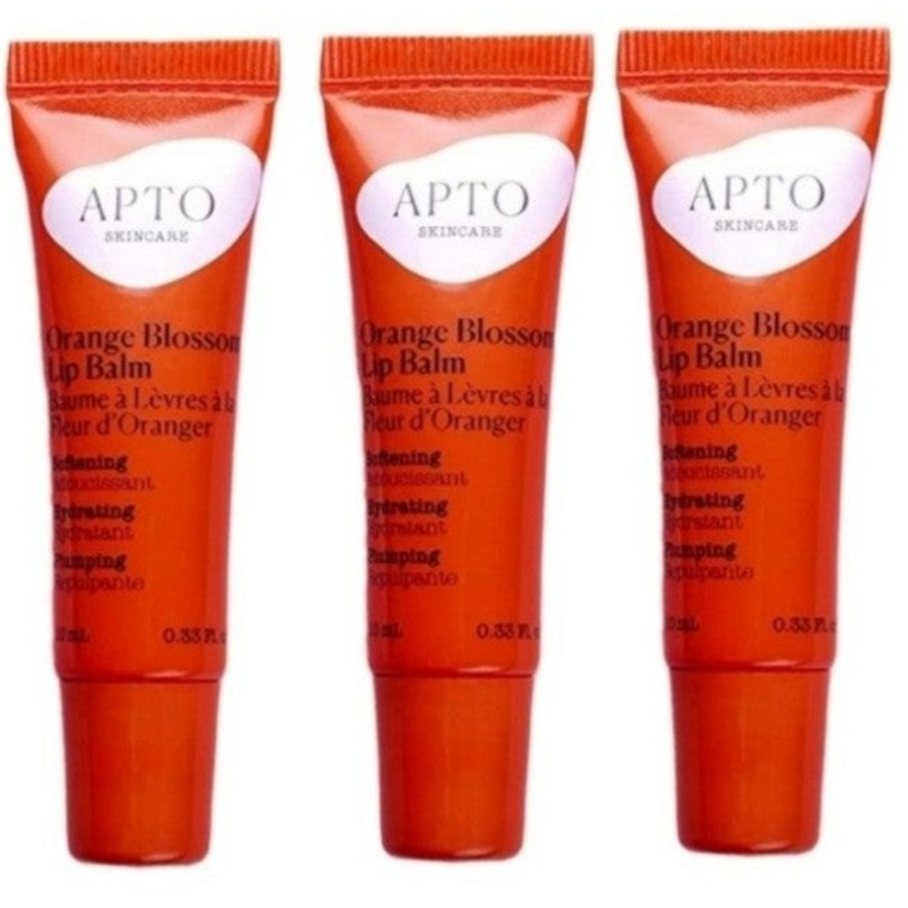 3 APTO orange blossom lip balms